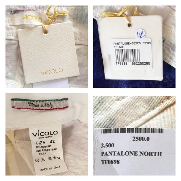 New! VICOLO Italy Parrot Floral Print High Waist Denim Shorts - Picture 5 of 5